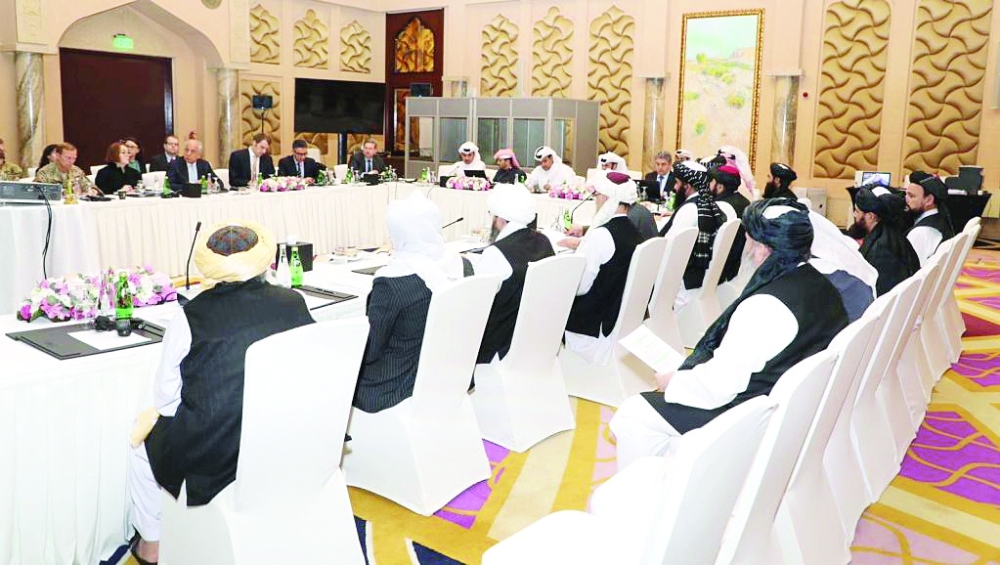 حركة طالبان خلال محادثات سابقة بالدوحة.   (أرشيفية) 