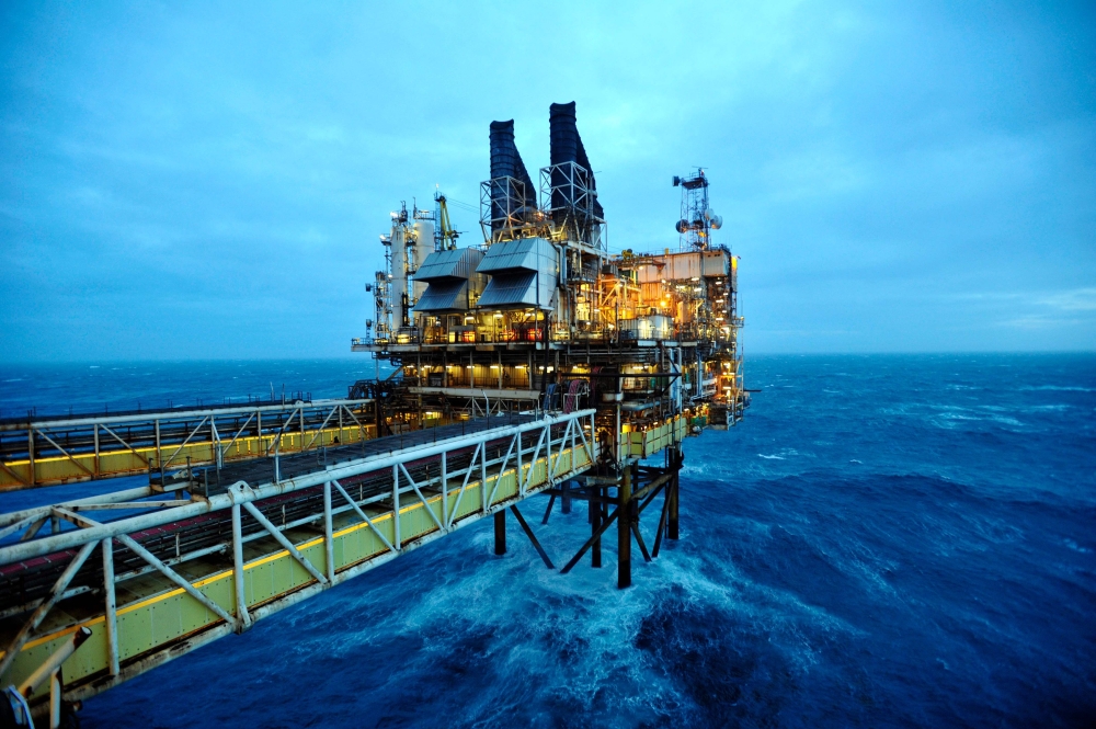 منصة النفط BP ETAP في بحر الشمال، على بعد حوالي 100 ميل شرق أبردين، اسكتلندا. "أ.ف.ب"