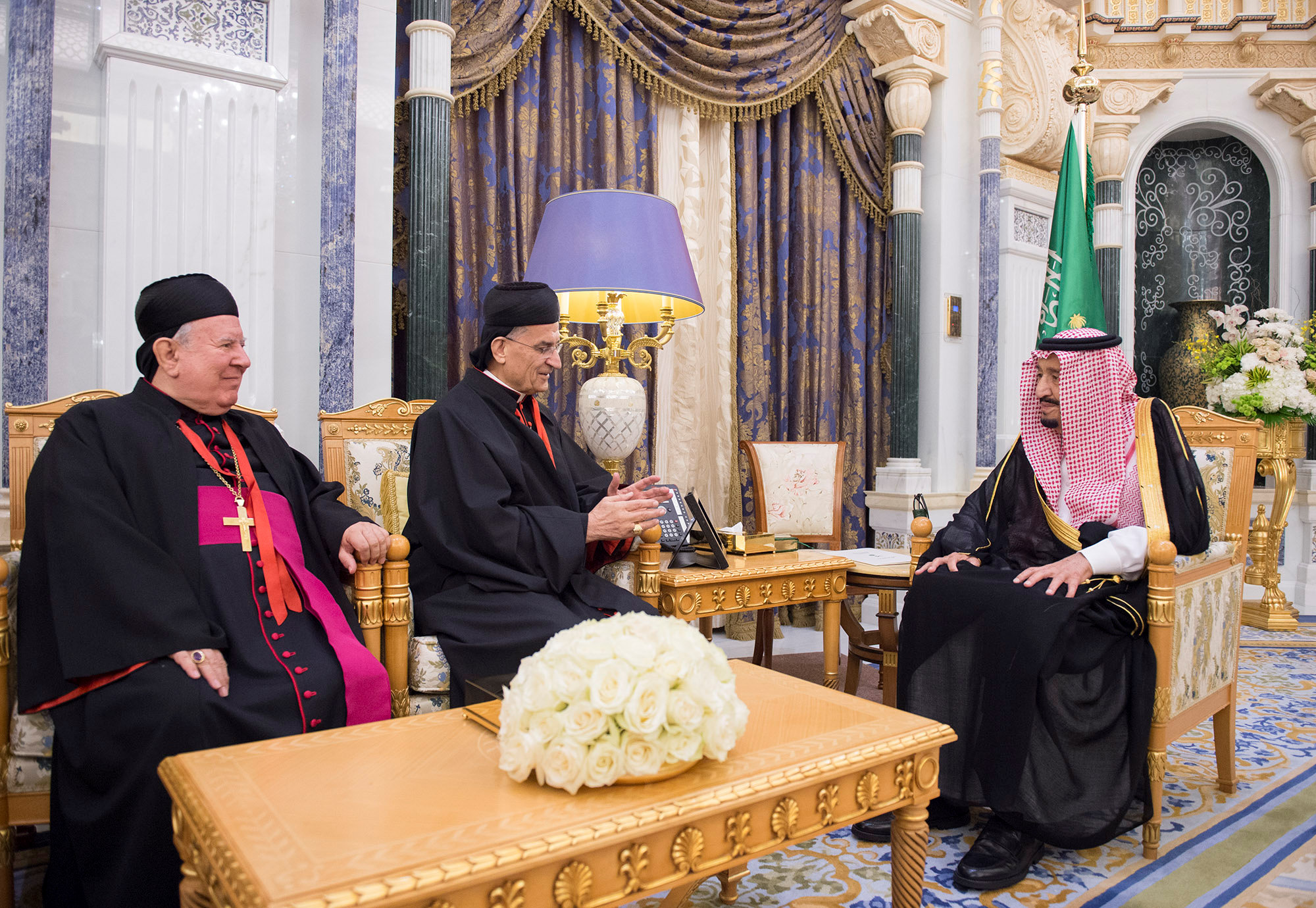 Saudi Arabia's King Salman bin Abdulaziz Al Saud meets with Lebanese Maronite Patriarch Bechara Boutros Al-Rahi in Riyadh