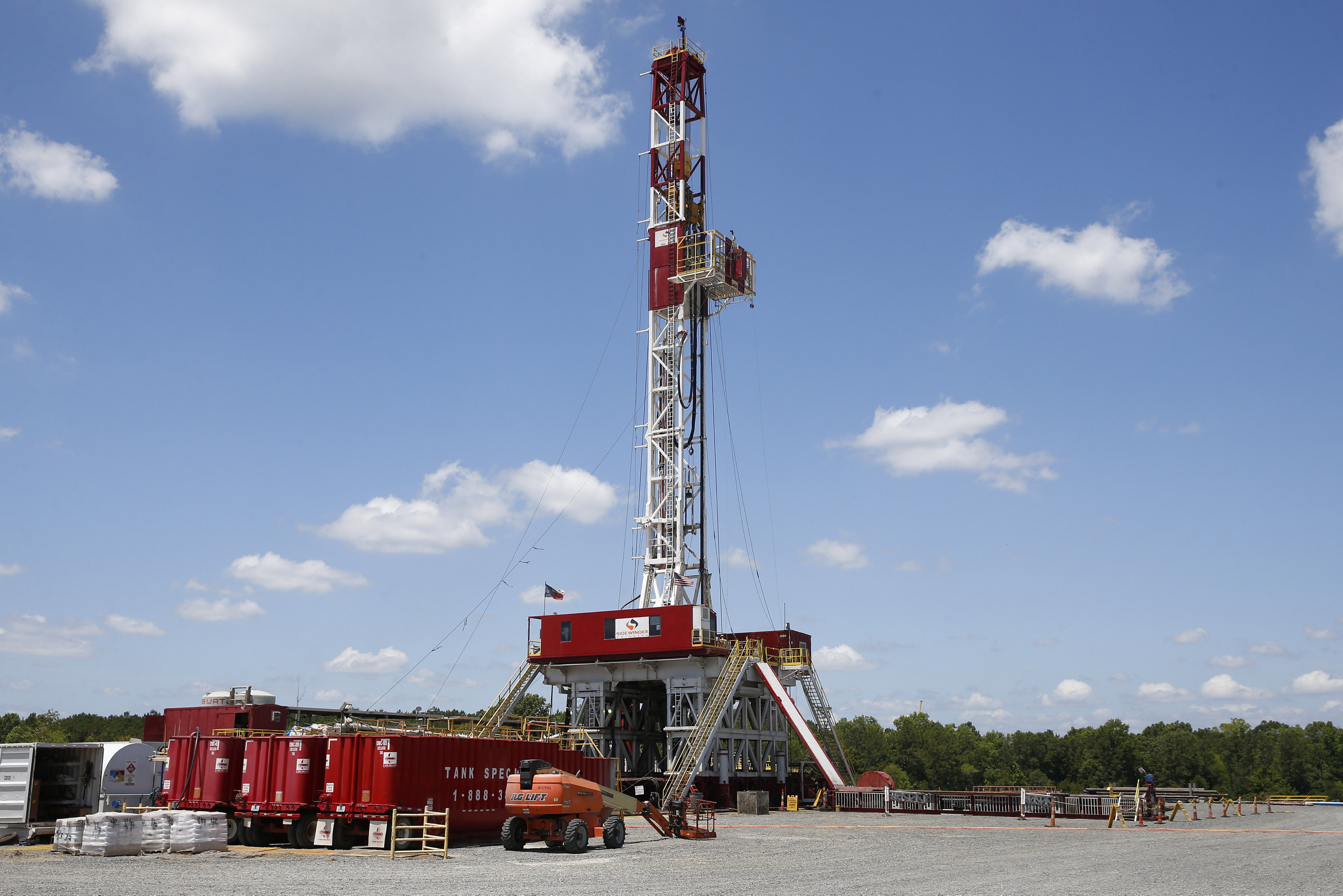 A drill rig is pictured at the BP America Dracorex Gas Unit well site in Lufkin