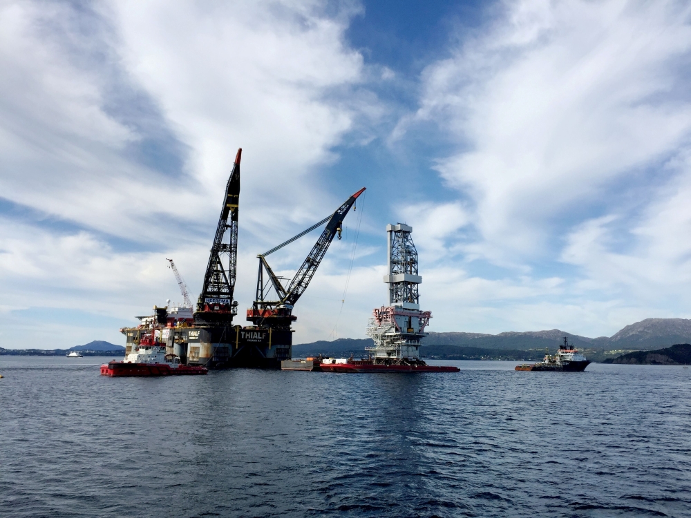 FILE PHOTO: A general view of the drilling platform at Johan Sverdrup field near Stord