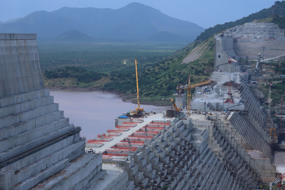 FILE PHOTO: Ethiopia's Grand Renaissance Dam is seen as it undergoes construction work on the river Nile in Guba Woreda