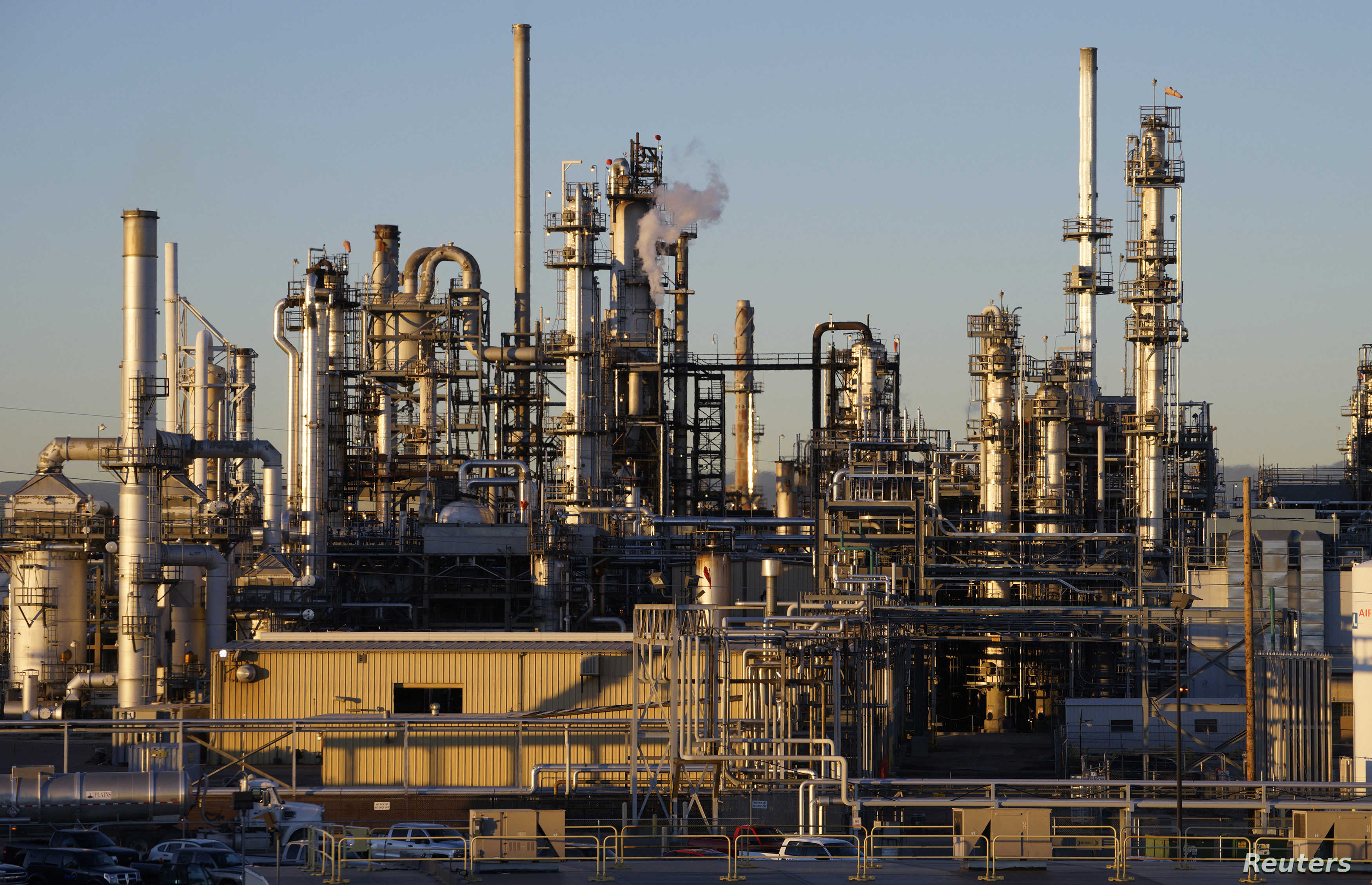 An oil refinery is seen in Denver